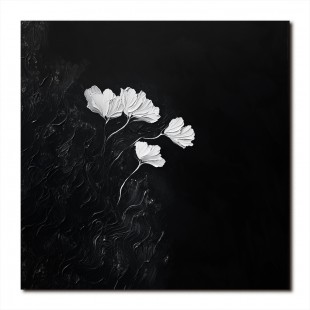 Timeless Elegance-Textured Minimalist Flower Painting for Modern Decor