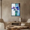Trio in Bloom - abstract Iris Flower Painting in Vase Modern Vertical Floral Canvas Art