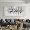 Urban Reflection-abstract Cityscape Painting | Modern Skyline Wall Art on Panoramic Canvas