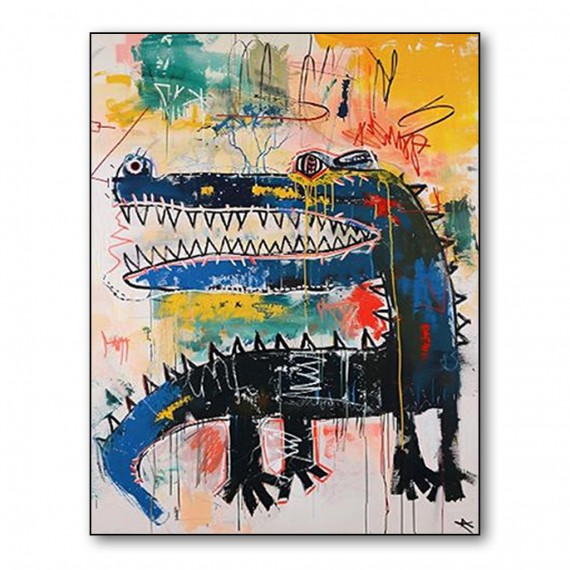 Urban Rex – Vibrant Graffiti Art Crocodile Wall Decor, Street Art Style abstract Painting for Home Decoration