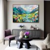 Valley Bloom – abstract Mountain Landscape Painting, Colorful Textured Canvas Wall Art