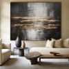 Veil of Horizons-Black Gold abstract Oil Painting | Textured Modern Wall Art