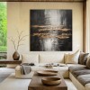 Veil of Horizons-Black Gold abstract Oil Painting | Textured Modern Wall Art
