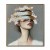 Veiled Perception-Woman with Blindfold Eye Cover, Gold Pink Brushstrokes Contemporary Oil Painting
