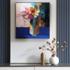 Vivid Essence-Impasto Floral Still Life Oil Painting - Vibrant Multicolored Blooms in Vase with Gold Accents, Framed Square Wall Art for Living Room & Bedroom Decor