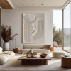 Wabi-Sabi Minimalist Wall Art – 3D Beige Textured abstract Canvas "Elegant Curves"