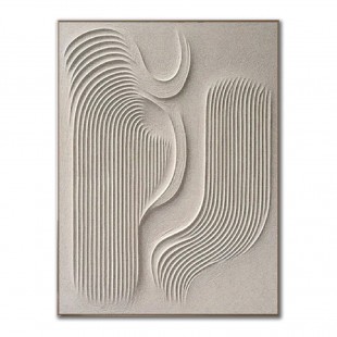 Wabi-Sabi Minimalist Wall Art – 3D Beige Textured abstract Canvas "Elegant Curves"