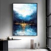 Walking by the Moonlight-abstract Blue Water Reflection Wall Art - Framed Textured Home Decor