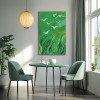 Whispers of the Wind - Green abstract Canvas with Flying White Birds Nature Wall Art