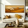 White tree Landscape Painting – Large Textured Canvas Wall Art for Living Room Decor