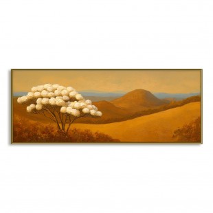 White tree Landscape Painting – Large Textured Canvas Wall Art for Living Room Decor
