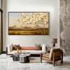 White tree Landscape Painting – Textured Hand-Painted Canvas Wall Art with Mountain View for Modern Living Room Decor