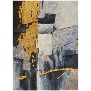 abstract Textured Oil Painting with Gold Textured Modern Wall Art