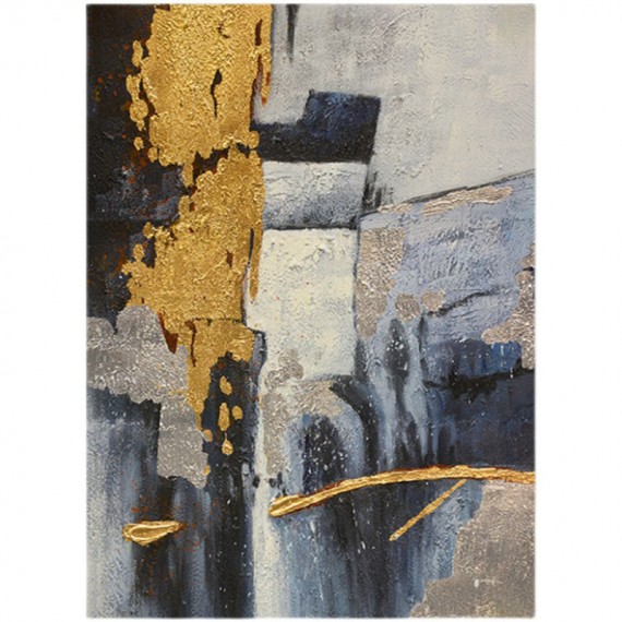 abstract Textured Oil Painting with Gold Textured Modern Wall Art