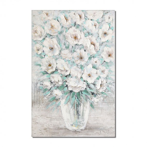 abstract White Flower Oil Painting - Elegant Floral Art for Luxury Home Decor