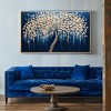 tree of Light-Modern 3D Textured tree Wall Art - Handmade Golden Decor on Deep Blue - Home Decor