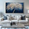 tree of Light-Modern 3D Textured tree Wall Art - Handmade Golden Decor on Deep Blue - Home Decor