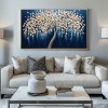 tree of Light-Modern 3D Textured tree Wall Art - Handmade Golden Decor on Deep Blue - Home Decor